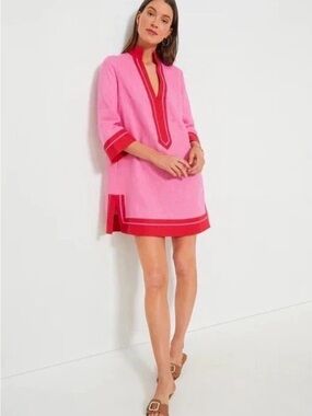 TUCKERNUCK Pink and Poppy Red Collins Caftan - Size Medium